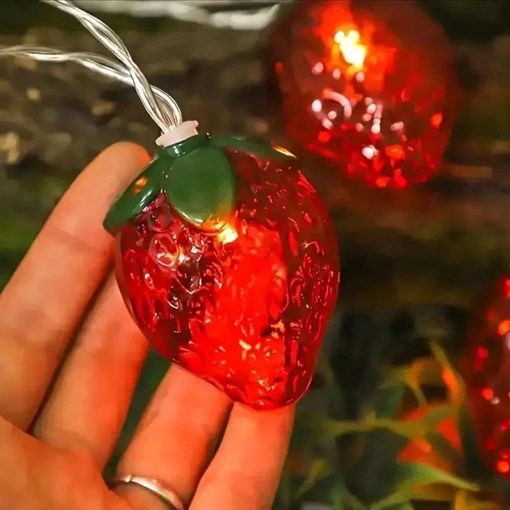 Strawberry String Lights LED 10 Bulbs Garland Christmas Party Decor